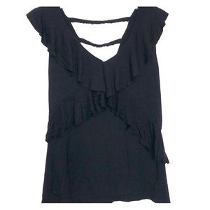 INC Ruffled Black Tank